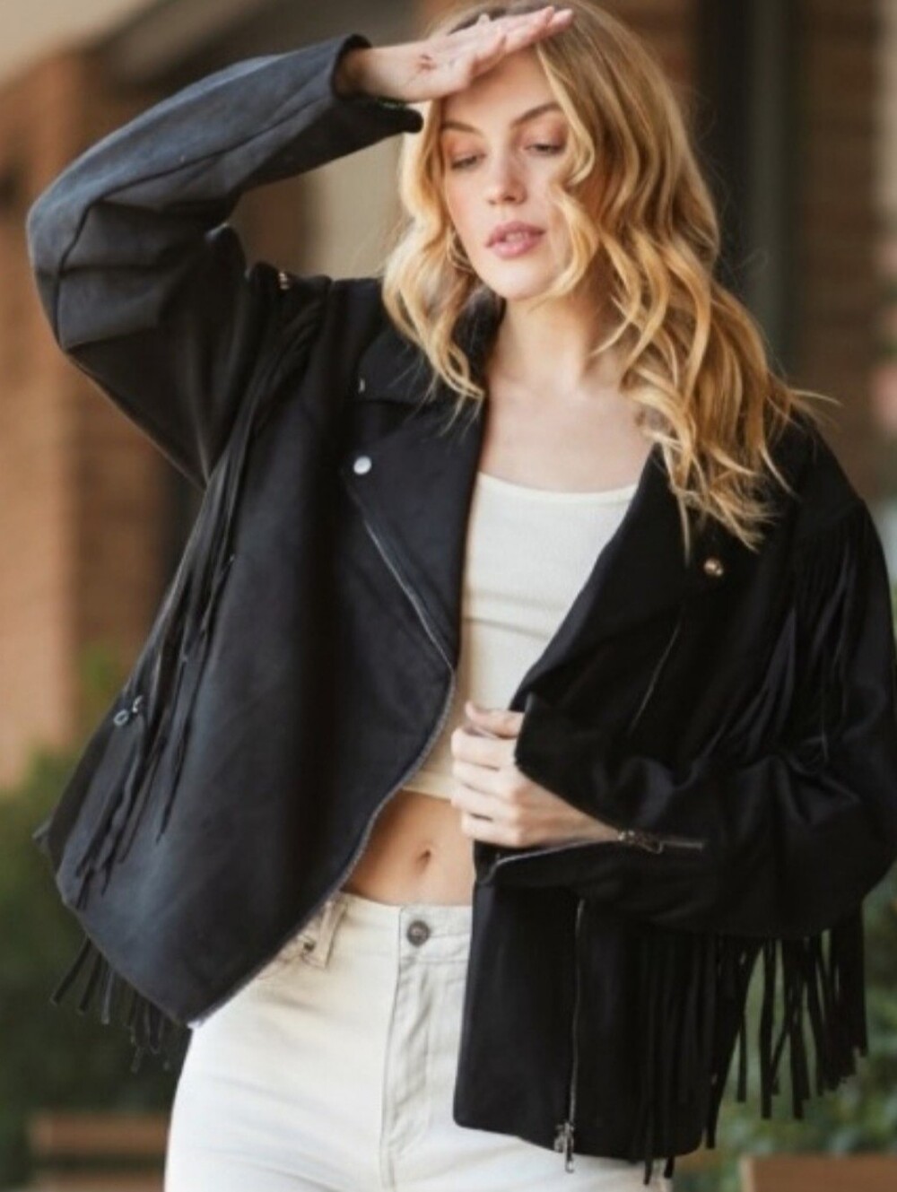 Oli & Hali Black Fringe Moto Jacket | NWT | Size Small | Western Boho - Picture 11 of 11